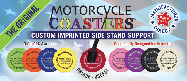Motorcycle Coasters� Custom Imprinted Side Stand Support